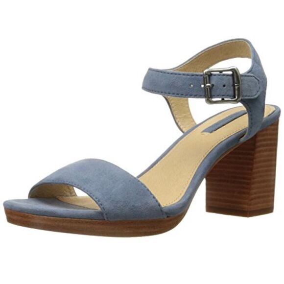 The Frye Company 🌻 Blake Sandals 8M blue suede stacked wood heel - Picture 1 of 6
